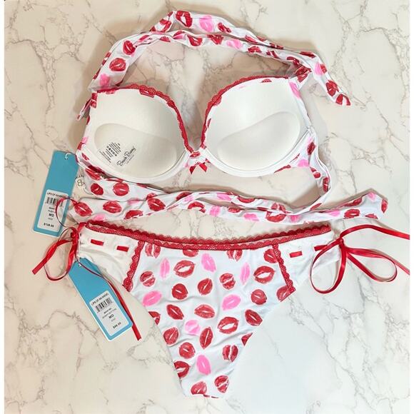 Beach Bunny Lips of an Angel Push Up Top and Skimpy Bottoms SZ M $226 - Picture 13 of 14